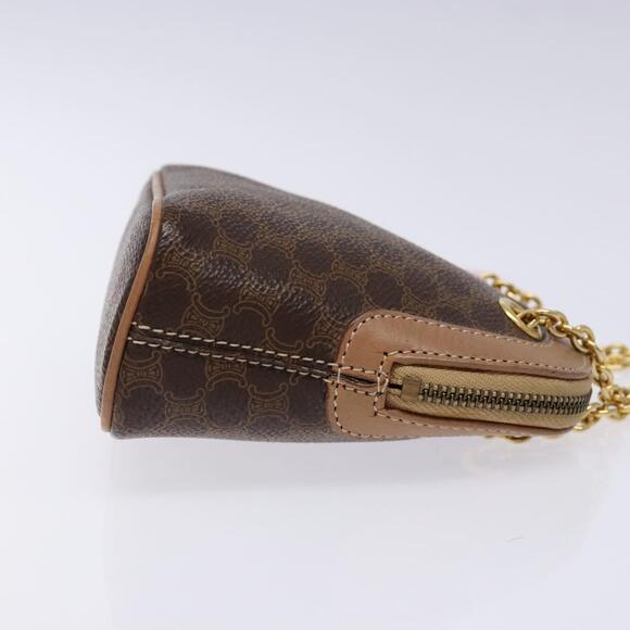 CELINE Macadam Canvas Chain Mini Hand Bag Pvc Leather Brown Gold - Picture 4 of 12